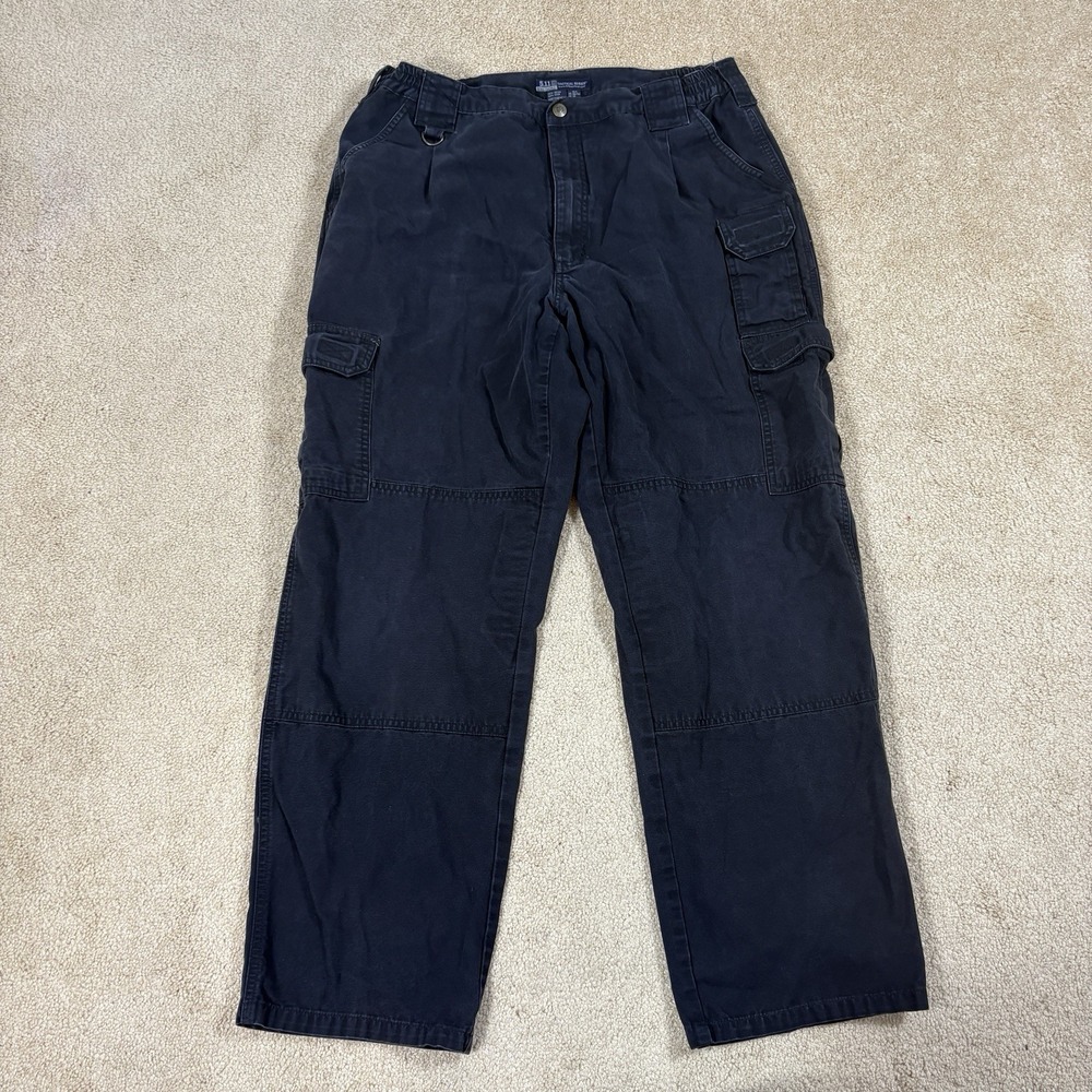 5.11 Tactical Series Pants Mens 36x32 Black Cargo Elastic Waist Workwear 74251